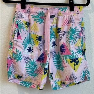 Free Planet Pink and Yellow Patterned Shorts • S